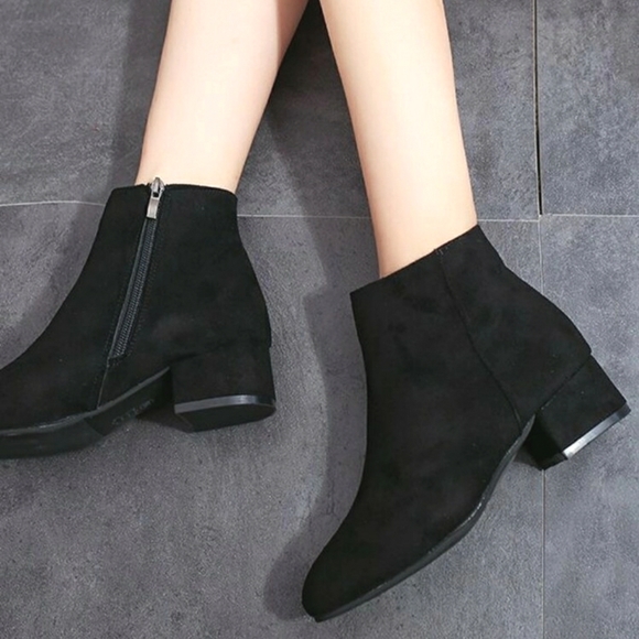 [SOLD] Badass Black Suede Ankle Booties - Picture 1 of 3